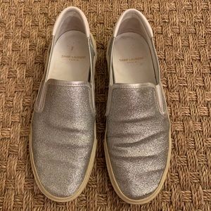 Saint Laurent Glitter Slip On Sneakers